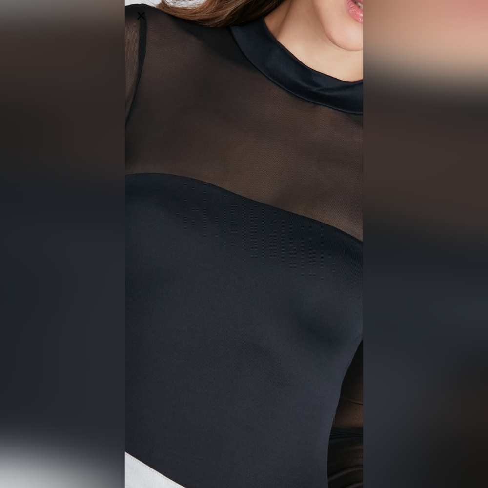 Mesh Mock Neck Bodysuit - Picture 4 of 5